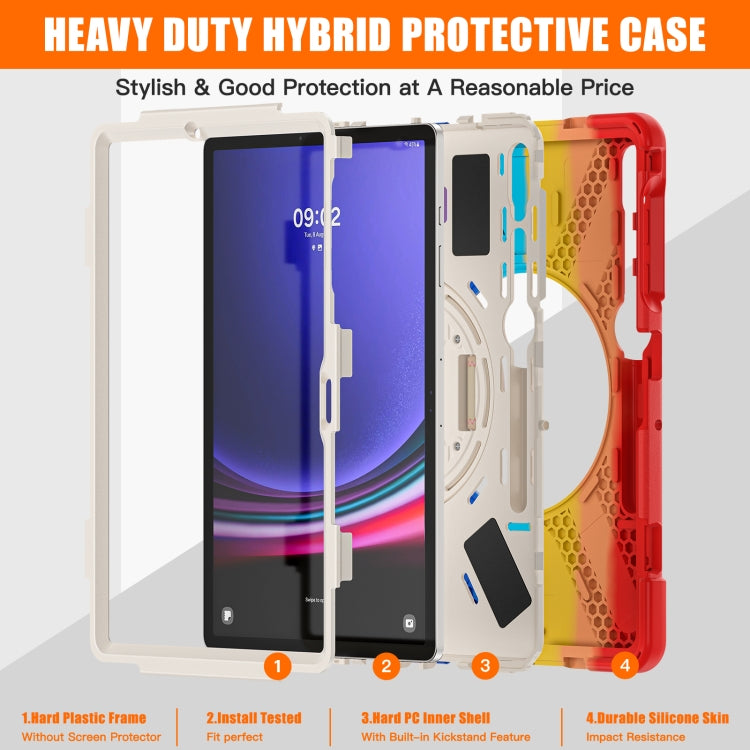 For Samsung Galaxy Tab S9+ / S8+ Rotary Handle Grab TPU + PC Tablet Case(Colorful Red)