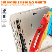 For Samsung Galaxy Tab S9+ / S8+ Rotary Handle Grab TPU + PC Tablet Case(Colorful Red)