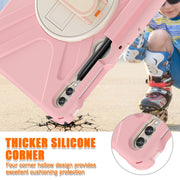 For Samsung Galaxy Tab S9+ / S8+ Rotary Handle Grab TPU + PC Tablet Case(Pink)