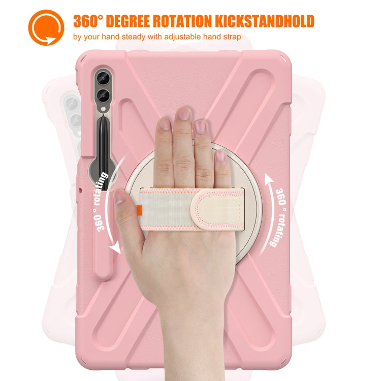 For Samsung Galaxy Tab S9+ / S8+ Rotary Handle Grab TPU + PC Tablet Case(Pink)
