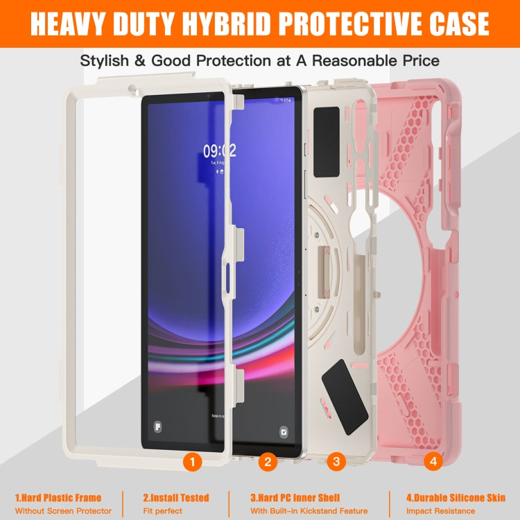 For Samsung Galaxy Tab S9+ / S8+ Rotary Handle Grab TPU + PC Tablet Case(Pink)
