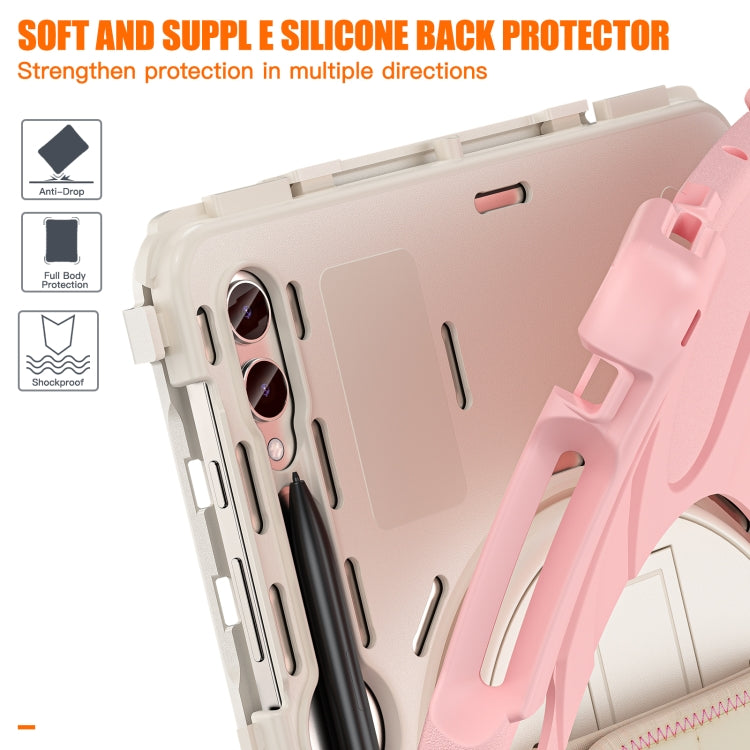 For Samsung Galaxy Tab S9+ / S8+ Rotary Handle Grab TPU + PC Tablet Case(Pink)