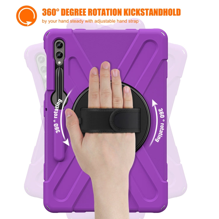 For Samsung Galaxy Tab S9+ / S8+ Rotatable Kickstand Grip Heavy Duty Hard Rugged Tablet Case(Purple)