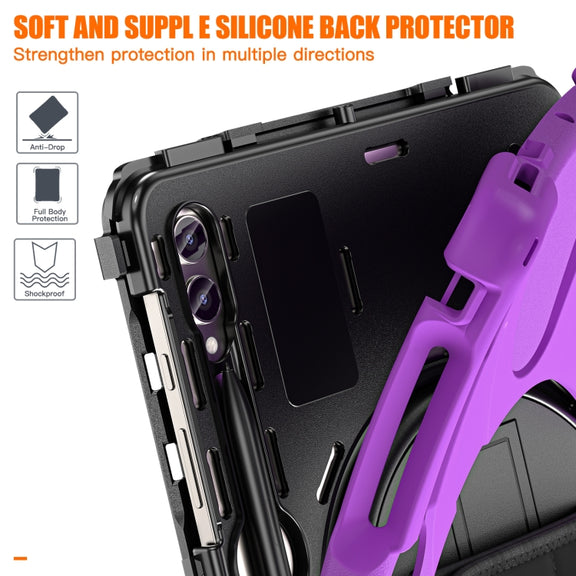 For Samsung Galaxy Tab S9+ / S8+ Rotatable Kickstand Grip Heavy Duty Hard Rugged Tablet Case(Purple)