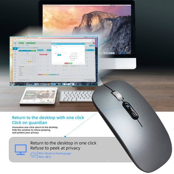 HXSJ M103 1600DPI 2.4GHz Wireless Rechargeable Mouse(Silver)