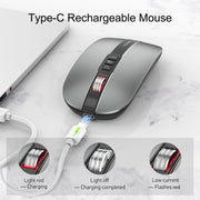HXSJ M113 2400DPI Dual Mode 2.4GHz + Bluetooth 5.1 Wireless Mouse(Metallic Grey)