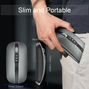 HXSJ M113 2400DPI Dual Mode 2.4GHz + Bluetooth 5.1 Wireless Mouse(Metallic Grey)