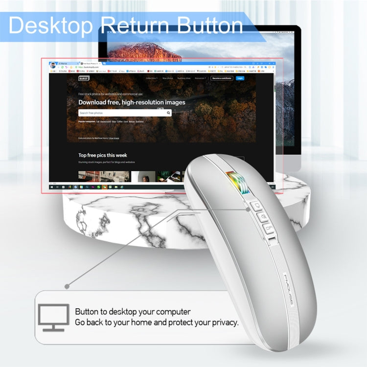 HXSJ M113 2400DPI Dual Mode 2.4GHz + Bluetooth 5.1 Wireless Mouse(Space Silver)