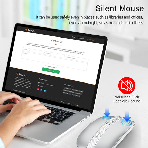 HXSJ M113 2400DPI Dual Mode 2.4GHz + Bluetooth 5.1 Wireless Mouse(Space Silver)