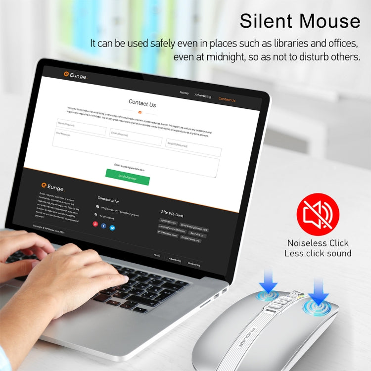 HXSJ M113 2400DPI Dual Mode 2.4GHz + Bluetooth 5.1 Wireless Mouse(Space Silver)