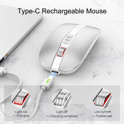 HXSJ M113 2400DPI Dual Mode 2.4GHz + Bluetooth 5.1 Wireless Mouse(Space Silver)