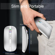 HXSJ M113 2400DPI Dual Mode 2.4GHz + Bluetooth 5.1 Wireless Mouse(Space Silver)