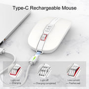HXSJ M113 2400DPI Dual Mode 2.4GHz + Bluetooth 5.1 Wireless Mouse(Pearl White)