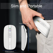 HXSJ M113 2400DPI Dual Mode 2.4GHz + Bluetooth 5.1 Wireless Mouse(Pearl White)