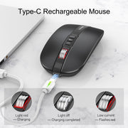 HXSJ M113 2400DPI Dual Mode 2.4GHz + Bluetooth 5.1 Wireless Mouse(Matte Black)