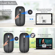 HXSJ M113 2400DPI Dual Mode 2.4GHz + Bluetooth 5.1 Wireless Mouse(Matte Black)