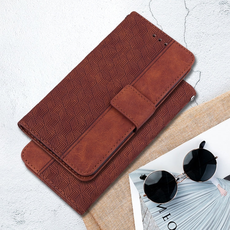 For Honor Magic6 Pro Geometric Embossed Leather Phone Case(Brown)