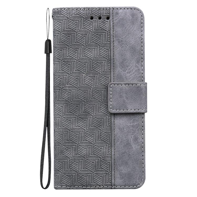 For Honor Magic6 Pro Geometric Embossed Leather Phone Case(Grey)