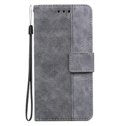 For Honor Magic6 Pro Geometric Embossed Leather Phone Case(Grey)