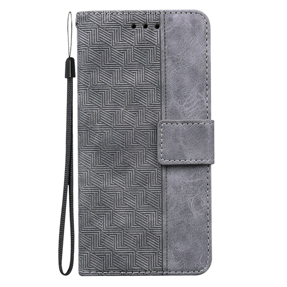 For Honor Magic6 Pro Geometric Embossed Leather Phone Case(Grey)