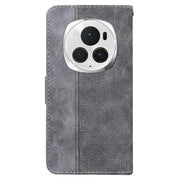 For Honor Magic6 Pro Geometric Embossed Leather Phone Case(Grey)