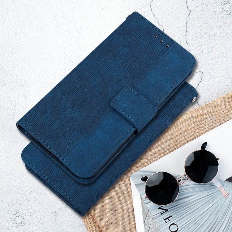 For Honor Magic6 Pro Geometric Embossed Leather Phone Case(Blue)