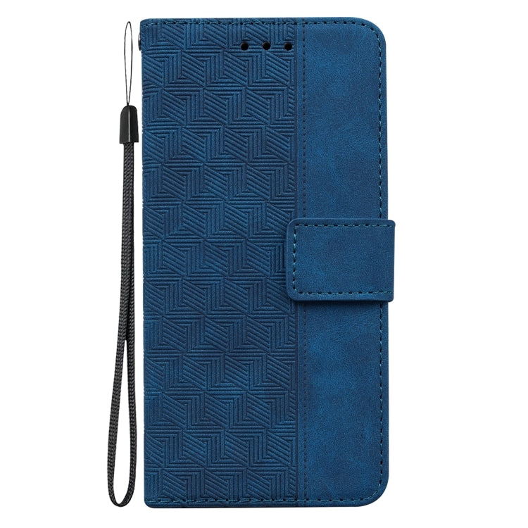 For Honor Magic6 Pro Geometric Embossed Leather Phone Case(Blue)