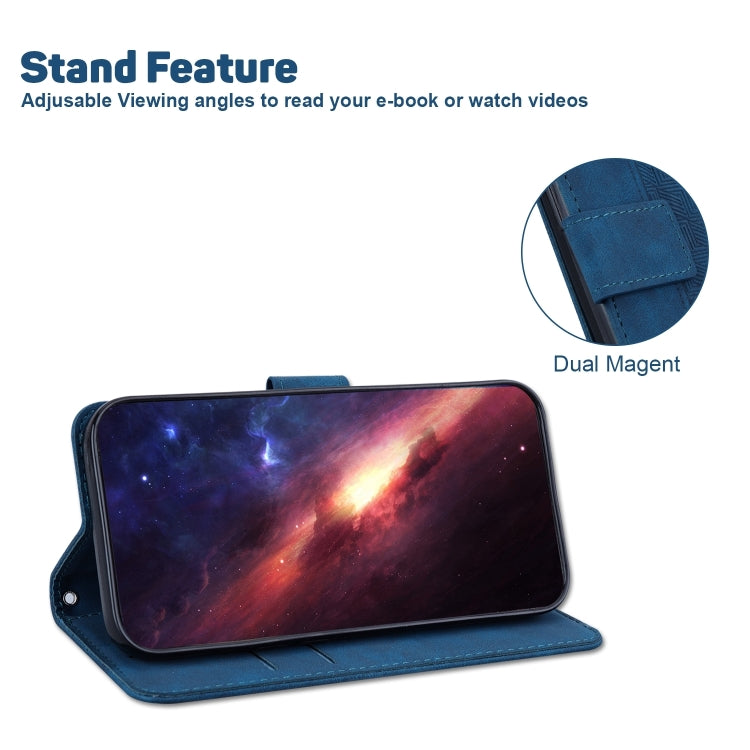 For Honor Magic6 Pro Geometric Embossed Leather Phone Case(Blue)
