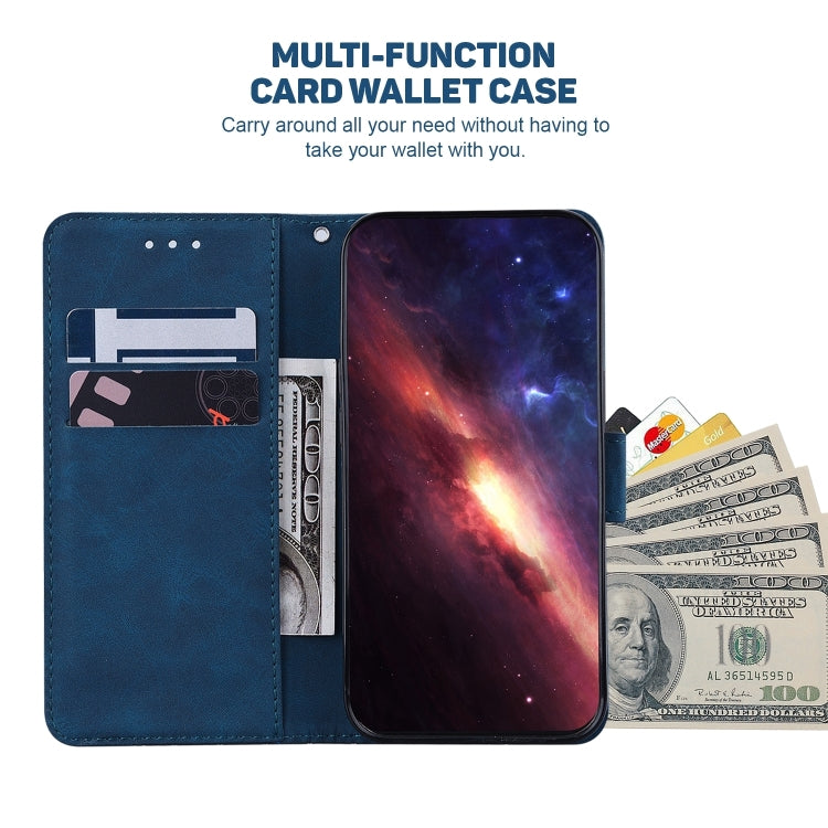 For Honor Magic6 Pro Geometric Embossed Leather Phone Case(Blue)