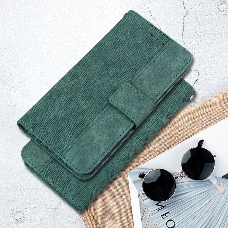For Honor Magic6 Pro Geometric Embossed Leather Phone Case(Green)