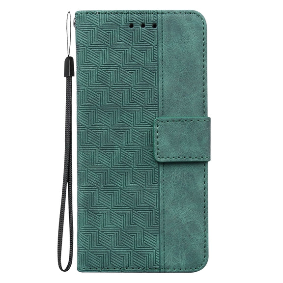 For Honor Magic6 Pro Geometric Embossed Leather Phone Case(Green)