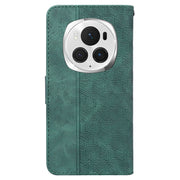 For Honor Magic6 Pro Geometric Embossed Leather Phone Case(Green)