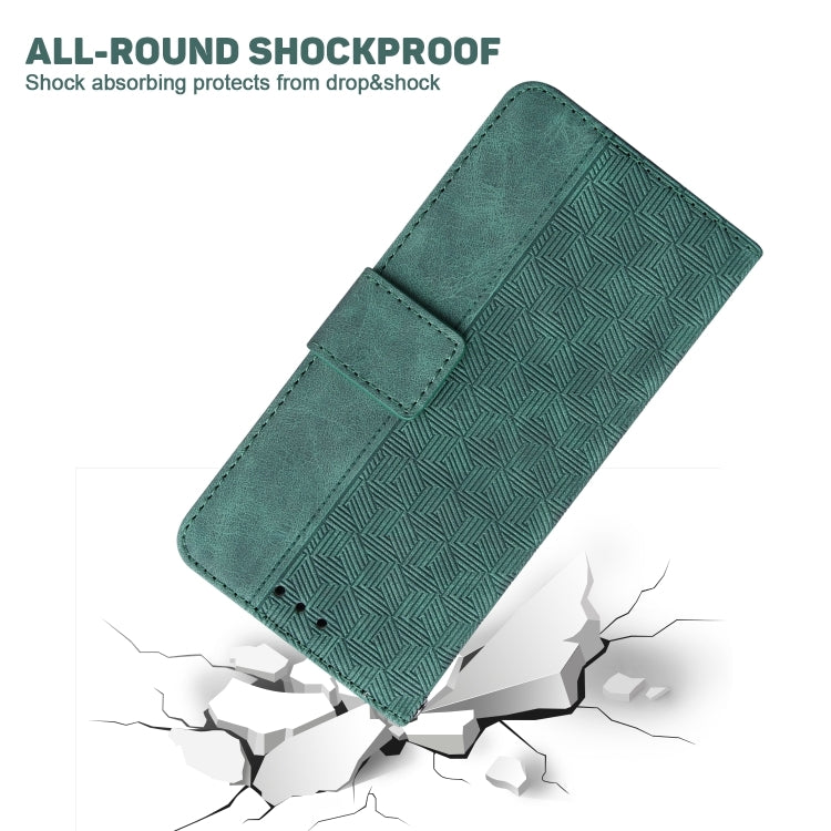 For Honor Magic6 Pro Geometric Embossed Leather Phone Case(Green)