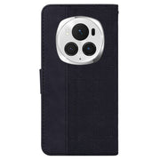 For Honor Magic6 Pro Geometric Embossed Leather Phone Case(Black)