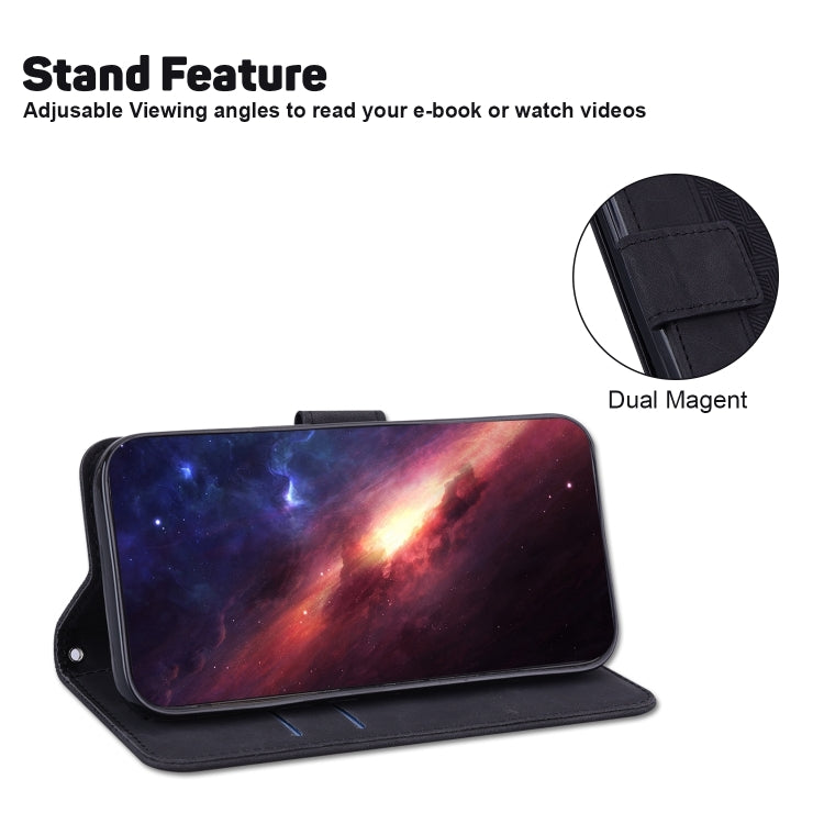 For Honor Magic6 Pro Geometric Embossed Leather Phone Case(Black)