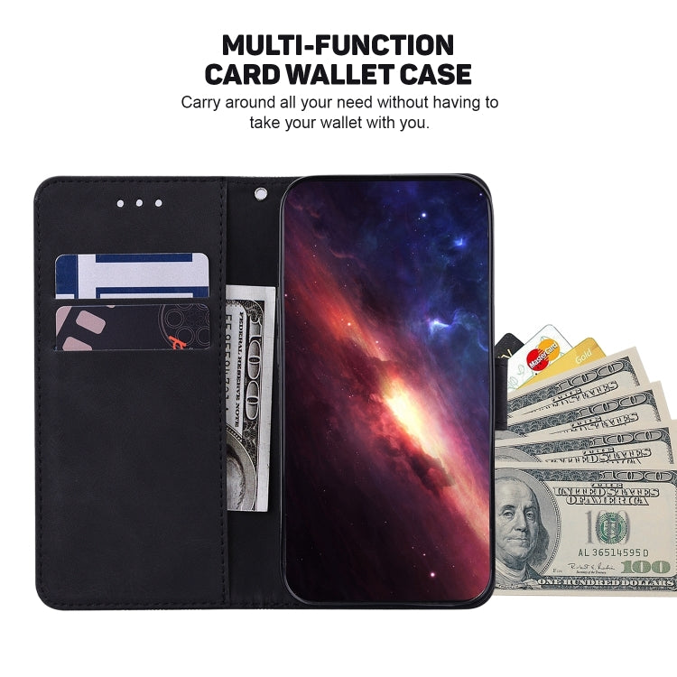 For Honor Magic6 Pro Geometric Embossed Leather Phone Case(Black)