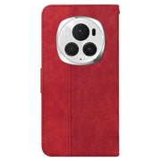 For Honor Magic6 Pro Geometric Embossed Leather Phone Case(Red)