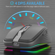 HXSJ M303 2400DPI Dual Mode 2.4GHz + Bluetooth 5.1 Wireless Mouse(Black)