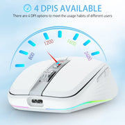 HXSJ M303 2400DPI Dual Mode 2.4GHz + Bluetooth 5.1 Wireless Mouse(White)