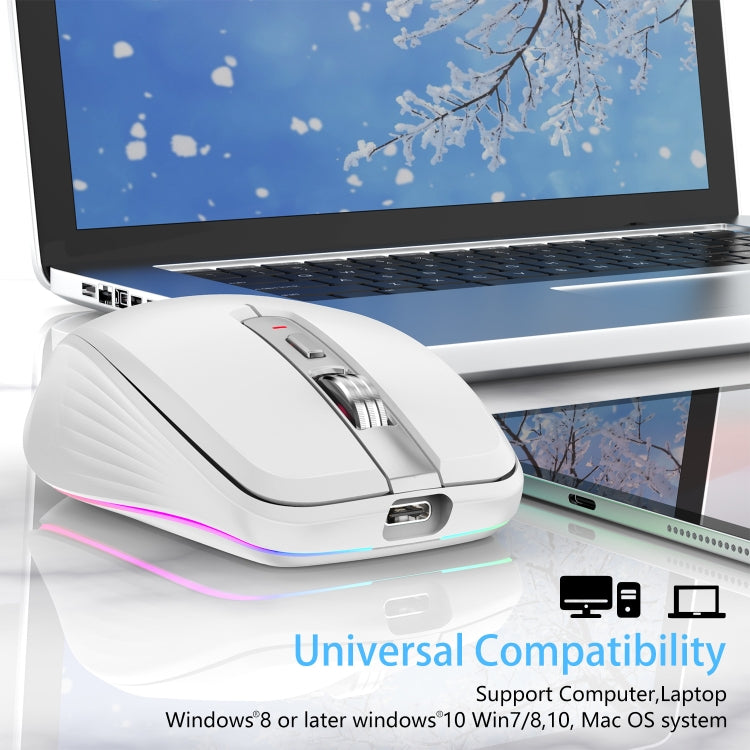 HXSJ M303 2400DPI Dual Mode 2.4GHz + Bluetooth 5.1 Wireless Mouse(White)