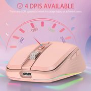 HXSJ M303 2400DPI Dual Mode 2.4GHz + Bluetooth 5.1 Wireless Mouse(Pink)