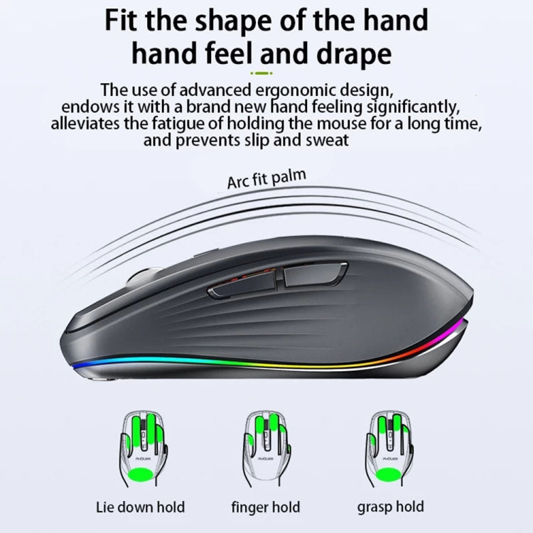 HXSJ M303 2400DPI Dual Mode 2.4GHz + Bluetooth 5.1 Wireless Mouse(Black)