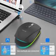 HXSJ M303 2400DPI Dual Mode 2.4GHz + Bluetooth 5.1 Wireless Mouse(Pink)