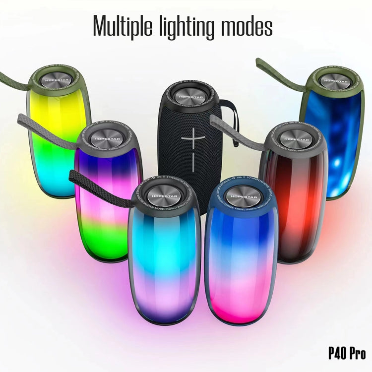 HOPESTAR P40 Pro IPX6 Water-resistant RGB Light Wireless Bluetooth Speaker(Grey)
