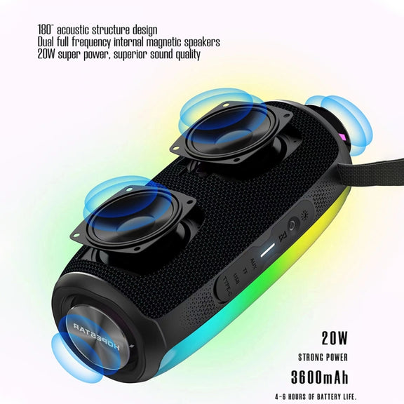 HOPESTAR P40 Pro IPX6 Water-resistant RGB Light Wireless Bluetooth Speaker(Grey)