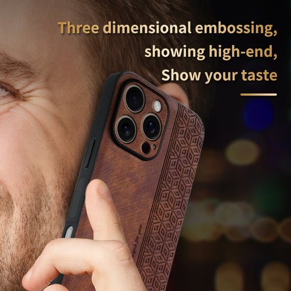 For iPhone 16 Pro Max AZNS 3D Embossed Skin Feel Phone Case(Black)