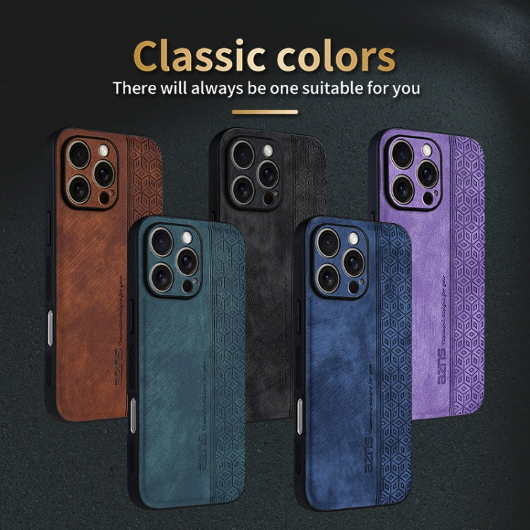 For iPhone 16 Pro Max AZNS 3D Embossed Skin Feel Phone Case(Black)