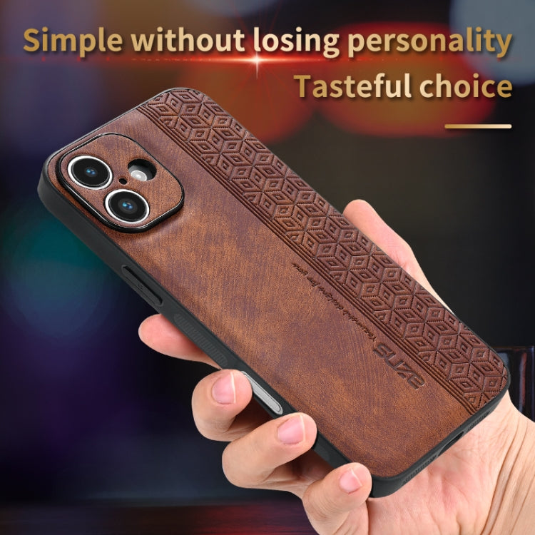 For iPhone 16 Plus AZNS 3D Embossed Skin Feel Phone Case(Brown)