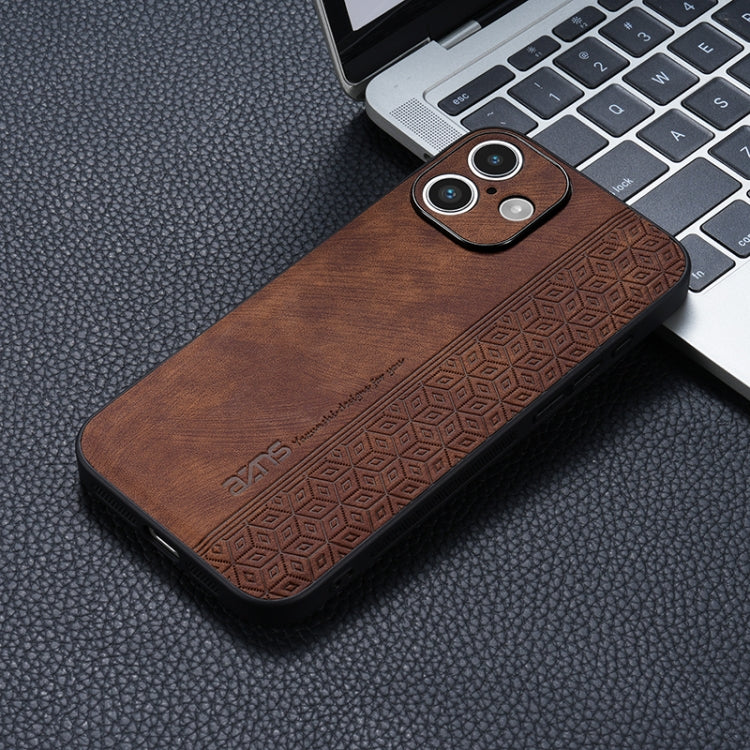 For iPhone 16 AZNS 3D Embossed Skin Feel Phone Case(Brown)