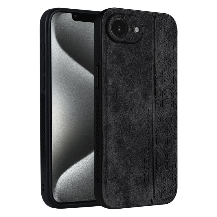 For iPhone 16e AZNS 3D Embossed Skin Feel Phone Case(Black)